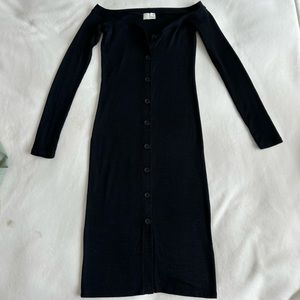 Aritzia Wilfred Off the Shoulder Knit Sweater Dress - black